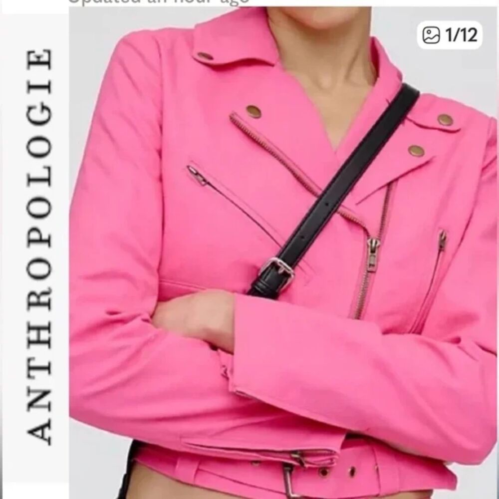 NWT Dolan Anthropologie Hot Pink Moto Jacket XS